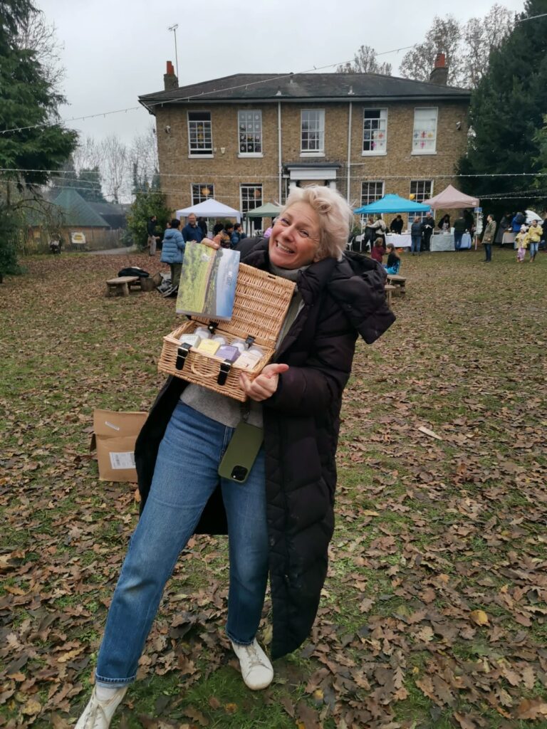 Image of CG skincare goodies at silent auction.