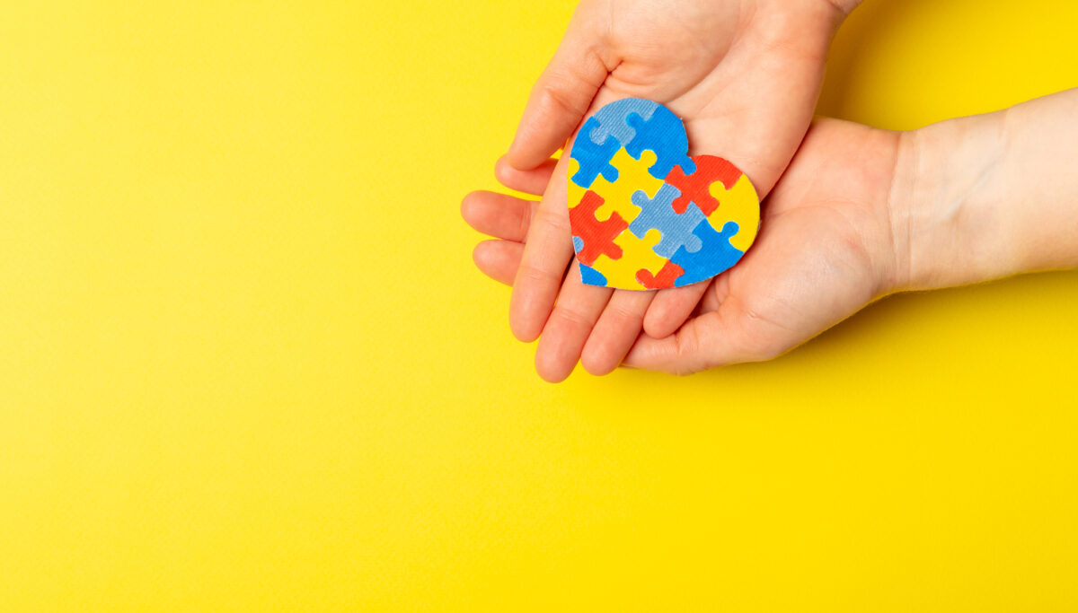 Autism puzzle.Autism awareness day. Colorful bright puzzles.Puzzle. 2 April world autism awareness day background. Top view. Space for text.Copy space.Design element.Care Awareness campaign for Autism