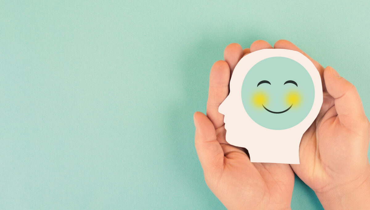 Happy smiling face, mental health concept, positive thinking and attitude, emotion, support and evaluation