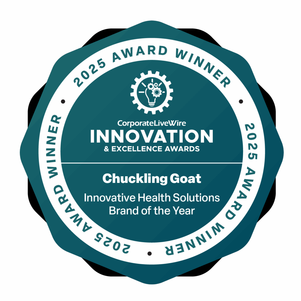 Chuckling Goat named Innovative Health Solutions Brand of the Year 2025 - winner badge.