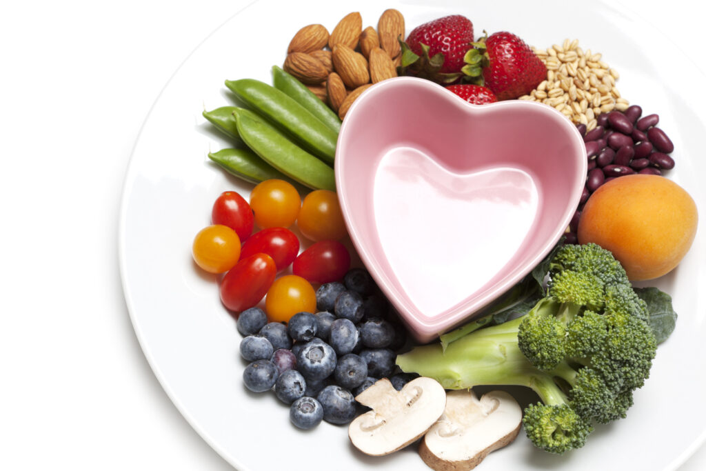 Plate of different plant foods.